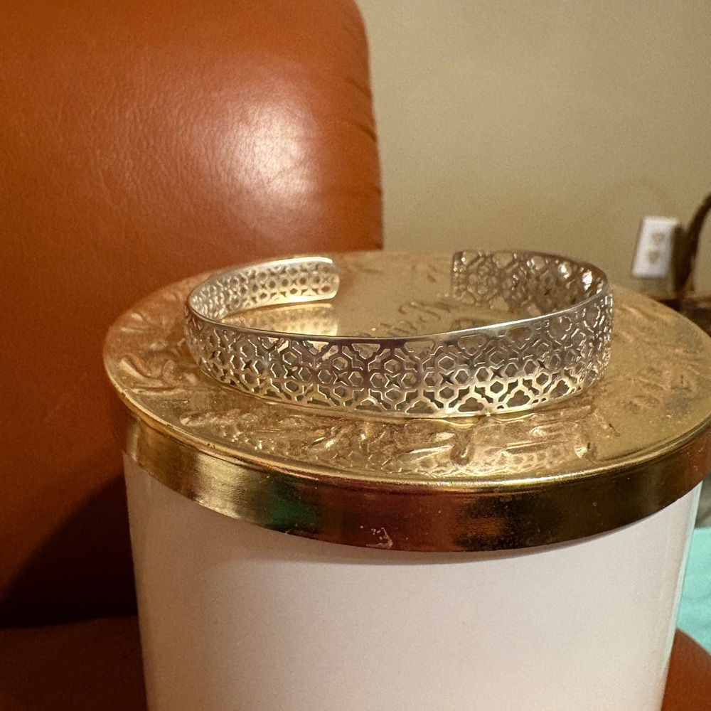 Kendra Scott Silver Filigree Openwork UMA Cuff Bangle Bracelet